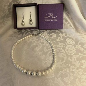 Jessica Moore Pearls and Zircon Jewelry Set